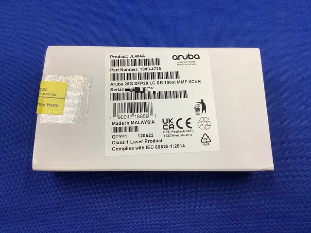 Alt view image 2 of 4 - JL484A HPE ARUBA 25G SFP28 LC SR 100M MMF XCVR