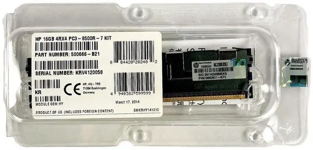 Main image of (NOT FOR HOME PC!) HP 16GB DDR3-1066 PC3-8500R ECC Registered 4Rx4 Server RAM 500666-B21 500207-071