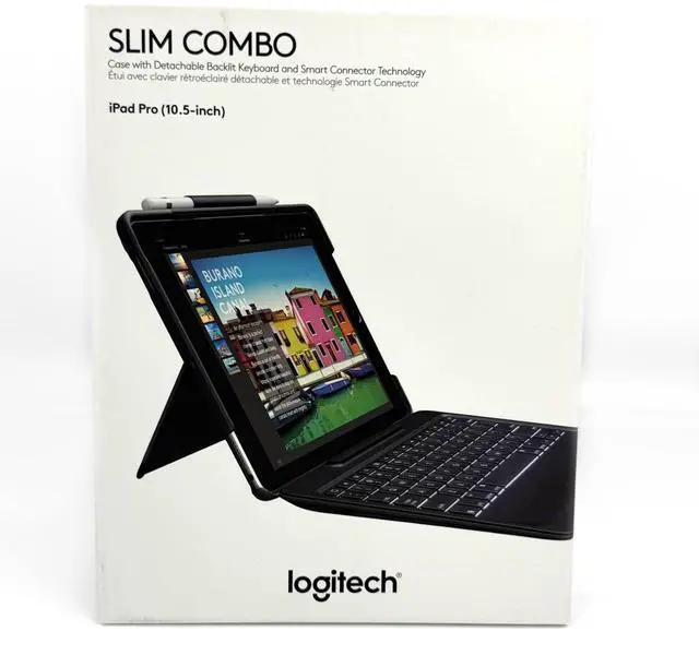 Alt view image 2 of 5 - iPad Pro 10.5" Logitech Slim Combo Folio Case with Detachable Backlit Keyboard