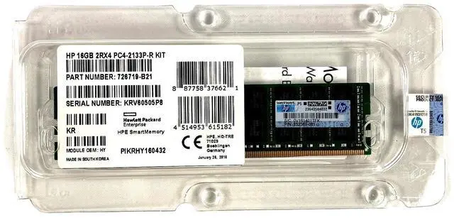Main image of (NOT FOR HOME PC!) HP 16GB 2Rx4 DDR4 PC4-2133P-R Server ECC RAM Memory Module 726719-B21 752369-081