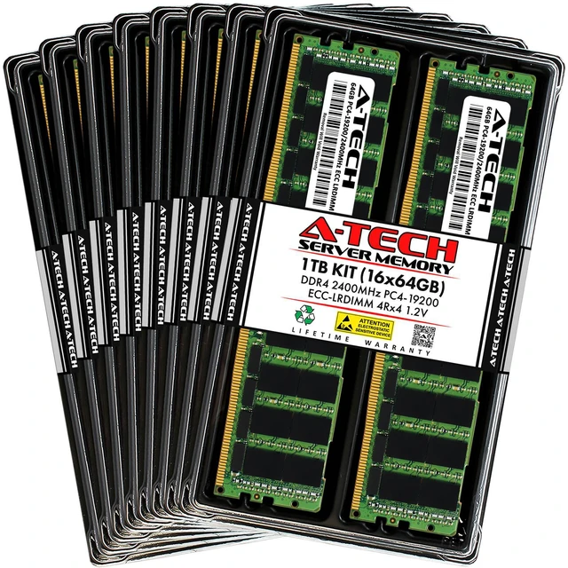 Main image of 1TB 16x 64GB PC4-2400 LRDIMM ASUS RS520-E8-RS12-E V2 RS720Q-E8-RS8-P Memory RAM