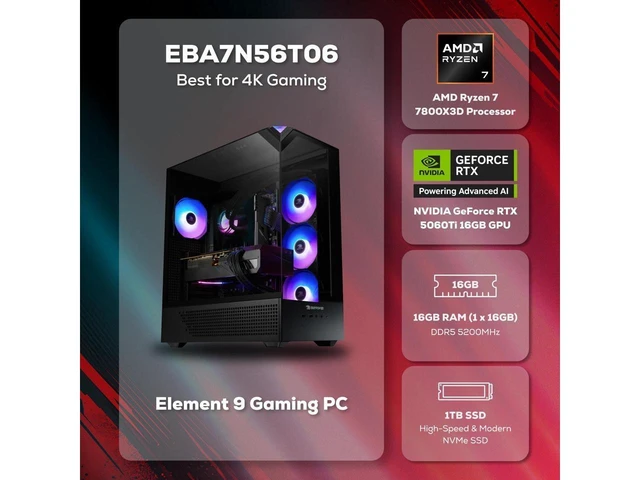 Alt view image 2 of 5 - iBUYPOWER Element AMD Ryzen 7 7800X3D 16GB 1TB RTX 5060 Ti W11H Gaming Desktop