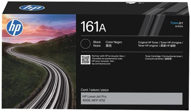 Main image of HP 161A Black LaserJet Toner Cartridge, ~3,000 pages, W1610A