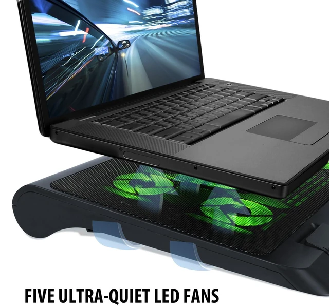 Alt view image 3 of 7 - Laptop Cooling Stand with 5 LED Cooling Fans & Dual USB Ports