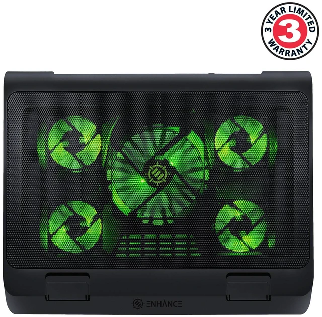 Alt view image 2 of 7 - Laptop Cooling Stand with 5 LED Cooling Fans & Dual USB Ports
