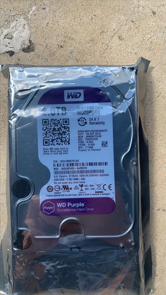 Main image of Wd WD20PURX Purple 2TB 5.4k SATA 6Gbps 64MB Cache 3.5" Hdd