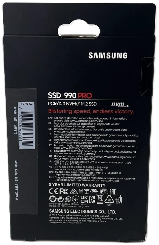Alt view image 3 of 3 - Samsung 990 PRO 2TB NVMe PCIe 4.0 M.2 2280 SSD MZ-V9P2T0/AM (AMX)