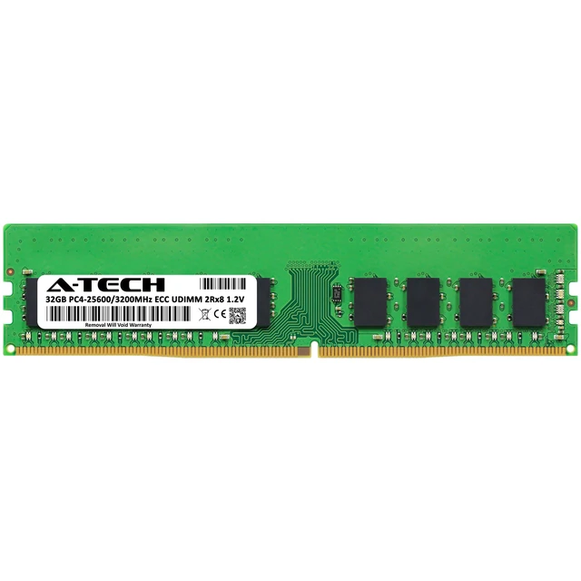 Alt view image 2 of 7 - (NOT FOR HOME PC!) 32GB PC4-25600E ECC UDIMM Replacement for Micron MTA18ASF4G72AZ-3G2F1 Memory RAM