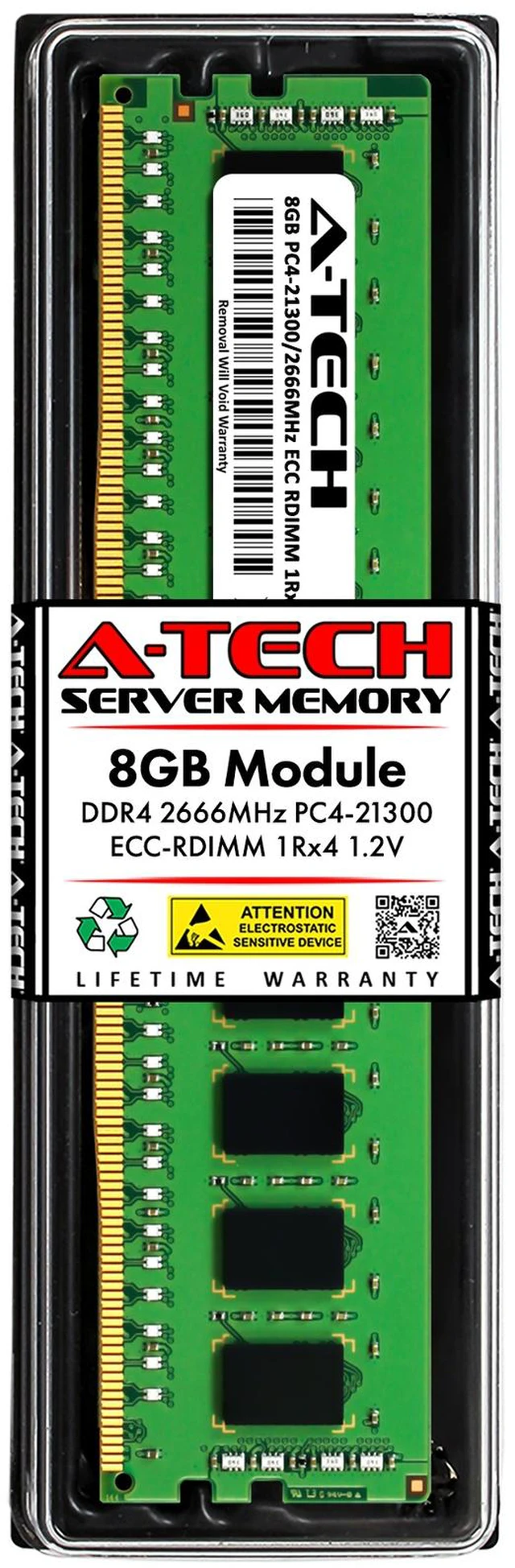 Main image of (NOT FOR HOME PC!) A-Tech 8GB 1Rx4 PC4-21300R RDIMM DDR4 2666 MHz ECC Registered Server Memory RAM