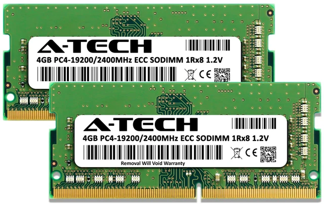 Alt view image 2 of 7 - (NOT FOR HOME PC!) A-Tech 8GB 2x 4GB 1Rx8 PC4-19200 DDR4 2400 MHz ECC SODIMM MicroServer Memory RAM