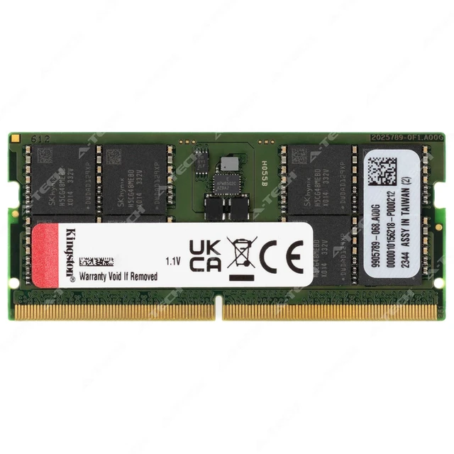 Main image of Kingston 32GB 2Rx8 PC5-4800B SODIMM DDR5-38400 262-Pin Non-ECC Laptop Memory RAM
