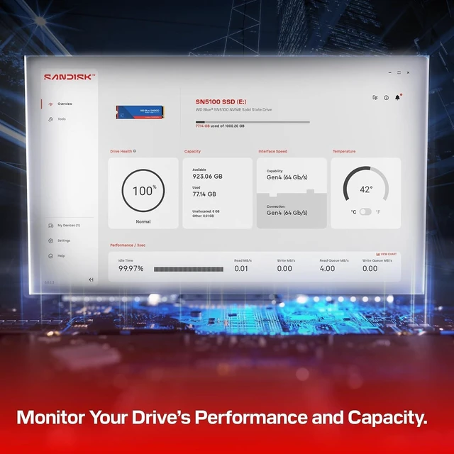Alt view image 5 of 7 - WD Blue SN5100 4TB NVMe M.2 2280 PCIe Gen 4.0, Up to 6,900MB/s Internal SSD