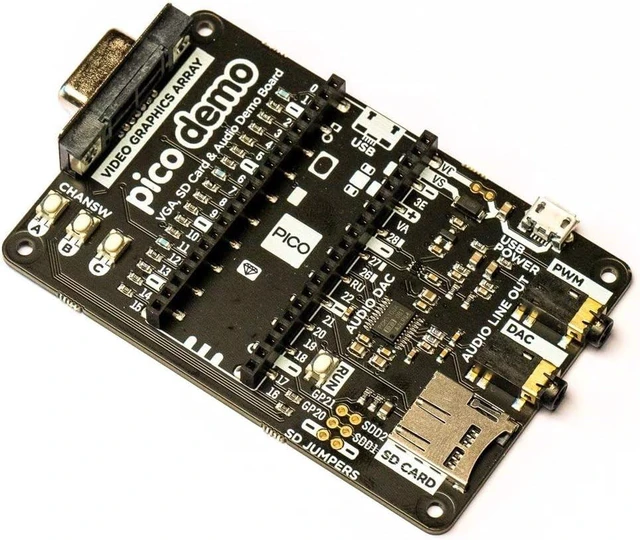 Main image of Pimoroni Pico VGA Demo Base VGA Output SD Card Slot Digital I2S Audio