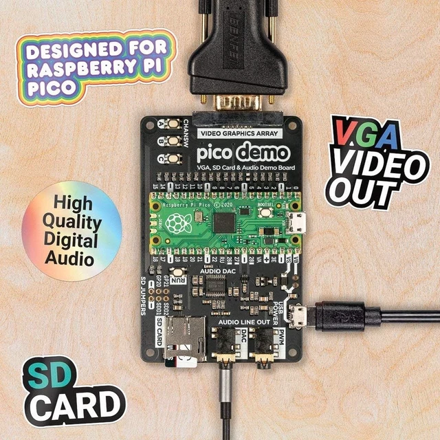 Alt view image 3 of 3 - Pimoroni Pico VGA Demo Base VGA Output SD Card Slot Digital I2S Audio