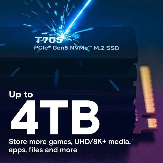 Alt view image 6 of 6 - Crucial T705 1TB PCIe Gen5 NVMe SSD Heatsink 13,600MB/s TLC CT1000T705SSD5