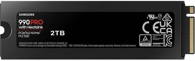 Main image of Samsung 990 PRO 2TB PCIe Gen4 NVMe M.2 Heatsink SSD 7,450MB/s MZ-V9P2T0CW