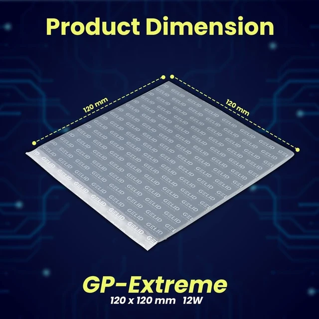 Alt view image 3 of 6 - Gelid Solutions GP-Extreme 12W-Thermal Pad 120x120x3.0 Excellent Heat Conduction