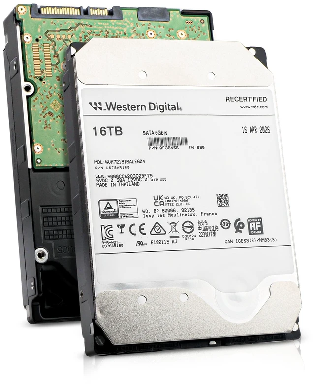 Main image of WD HC550 16TB WUH721816ALE604 0F38456 7.2K RPM SATA 6Gb/s 512e 3.5" Hard Drive