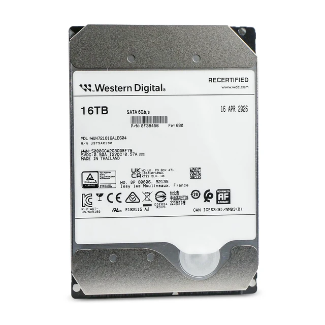 Alt view image 4 of 7 - WD HC550 16TB WUH721816ALE604 0F38456 7.2K RPM SATA 6Gb/s 512e 3.5" Hard Drive