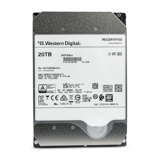 Alt view image 3 of 7 - WD HC560 20TB WUH722020BLE6L1 0F38784 7.2K RPM SATA 6Gb/s 512e 3.5" Hard Drive