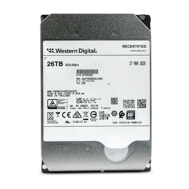 Alt view image 4 of 7 - WD DC HC590 26TB WUH722626ALE601 0F65685 7.2K RPM SATA 6Gb/s 512e 3.5" HDD