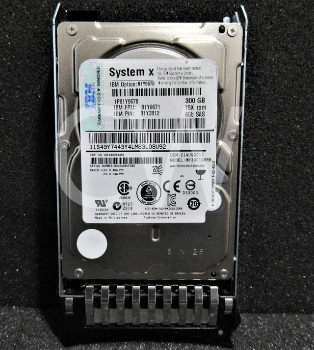 Alt view image 3 of 4 - (NOT FOR HOME PC!) IBM 81Y9670 81Y9671 81Y3812 300GB 15K RPM 6Gb/s 2.5" SAS SERVER HDD Hard Drive