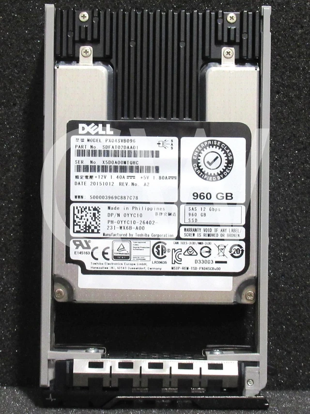 Main image of (NOT FOR HOME PC!) 0YYC10 YYC10 PX04SVB096 Dell 960GB MLC SAS 12Gbps Hot Swap 2.5" Solid State