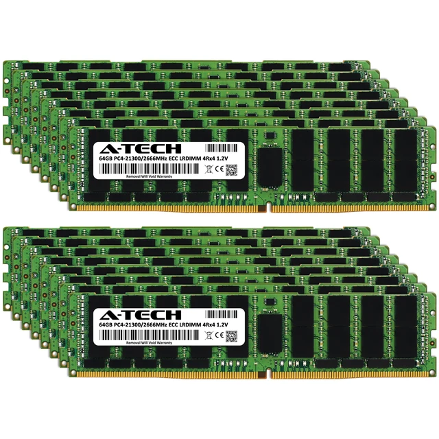 Alt view image 2 of 7 - 1TB 16x 64GB PC4-2666 LRDIMM ASUS Rack Server RS520-E9-RS8 Memory RAM