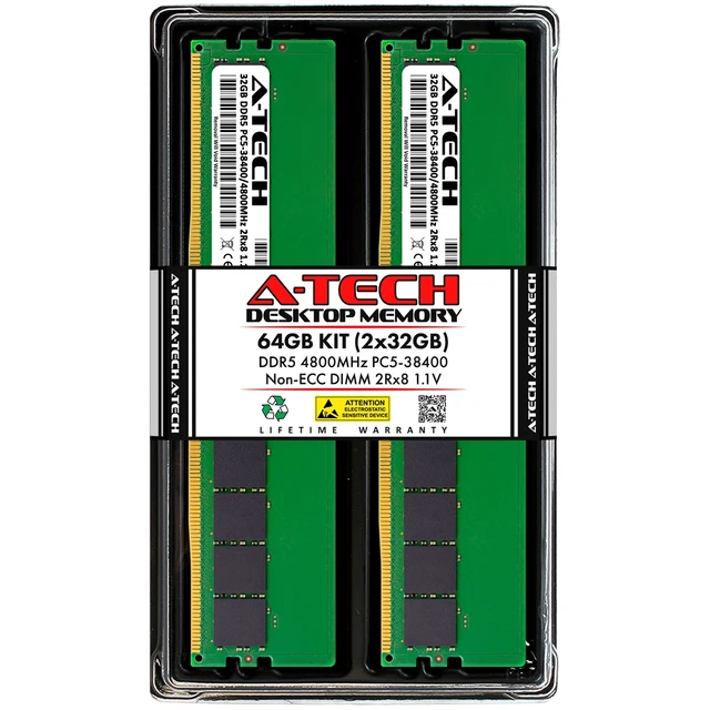 Main image of 64GB 2x 32GB DDR5-4800 Dell OptiPlex 7000 Tower XE4 Tower Memory RAM