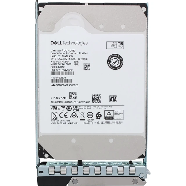 Alt view image 5 of 5 - 7GM2H-CDN Dell 24TB 7.2K 512e 6Gbps SATA 3.5 HDD Ultrastar DC HC580