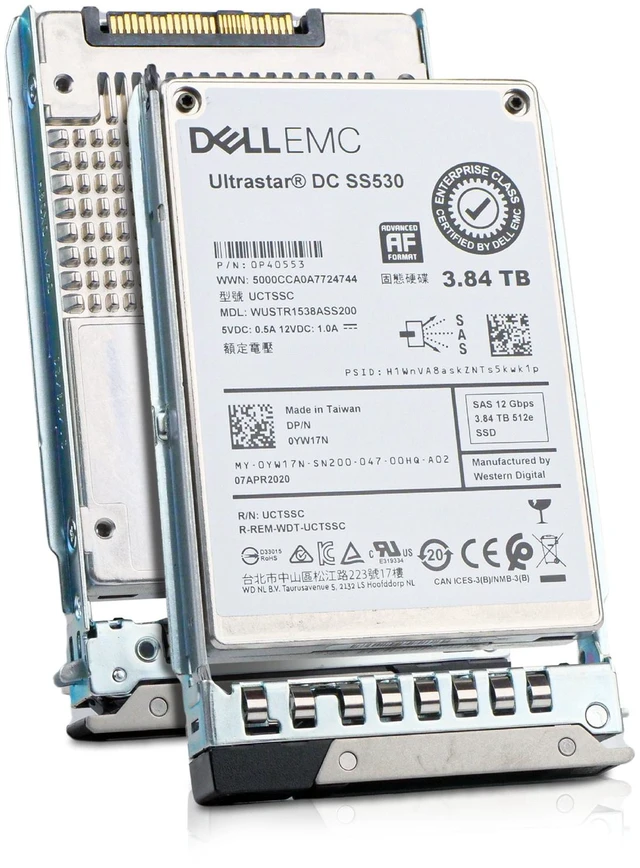 Main image of (NOT FOR HOME PC!) Dell 3.84TB SAS 12Gb/s 512e 3D TLC 1 DWPD 2.5" Enterprise SSD YW17N G16