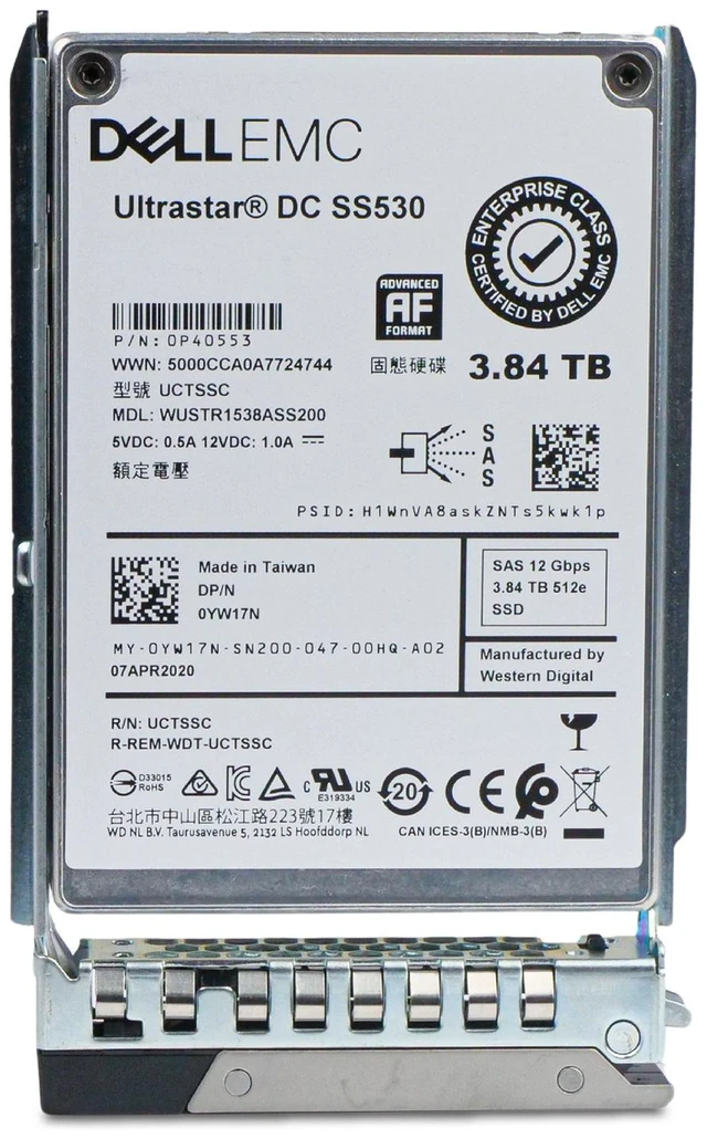 Alt view image 4 of 7 - (NOT FOR HOME PC!) Dell 3.84TB SAS 12Gb/s 512e 3D TLC 1 DWPD 2.5" Enterprise SSD YW17N G16