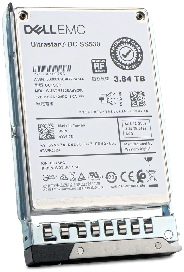 Alt view image 6 of 7 - (NOT FOR HOME PC!) Dell 3.84TB SAS 12Gb/s 512e 3D TLC 1 DWPD 2.5" Enterprise SSD YW17N G16
