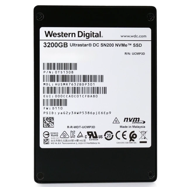 Alt view image 3 of 7 - WD DC SN200 3.2TB HUSMR7632BDP301 0TS1308 PCIe Gen 3.0x4 4GB/s MLC NVMe 2.5" SSD