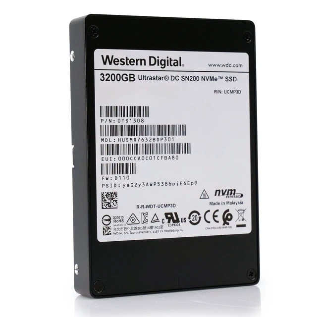 Alt view image 5 of 7 - WD DC SN200 3.2TB HUSMR7632BDP301 0TS1308 PCIe Gen 3.0x4 4GB/s MLC NVMe 2.5" SSD