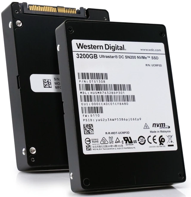 Main image of WD DC SN200 3.2TB HUSMR7632BDP301 0TS1308 PCIe Gen 3.0x4 4GB/s MLC NVMe 2.5" SSD