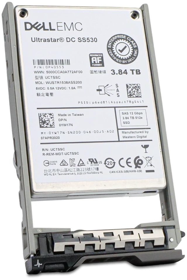 Alt view image 6 of 7 - (NOT FOR HOME PC!) Dell 3.84TB SAS 12Gb/s 512e 3D TLC 1 DWPD 2.5" Enterprise SSD 400-BGCB G13