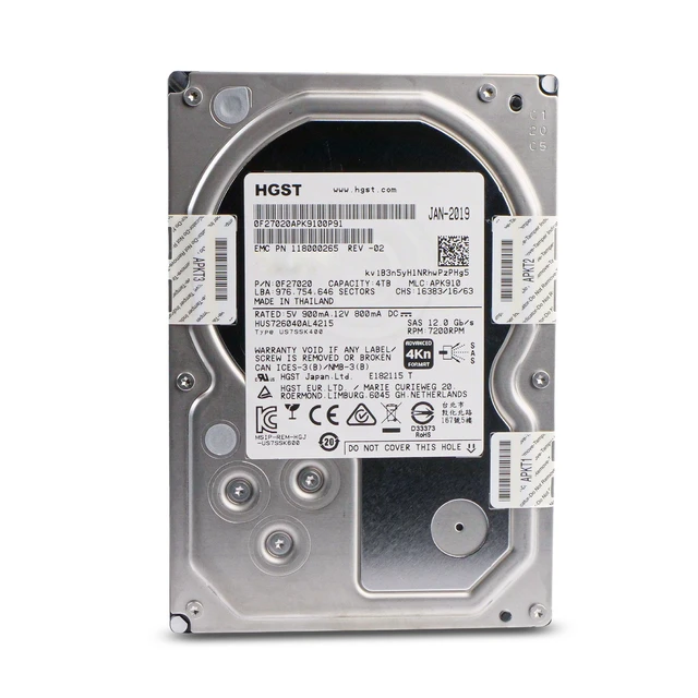 Alt view image 4 of 7 - (NOT FOR HOME PC!) HGST/Dell 7K6000 4TB HUS726040AL4215 0F22824 7.2K RPM SAS 12Gb/s 4Kn 3.5" HDD
