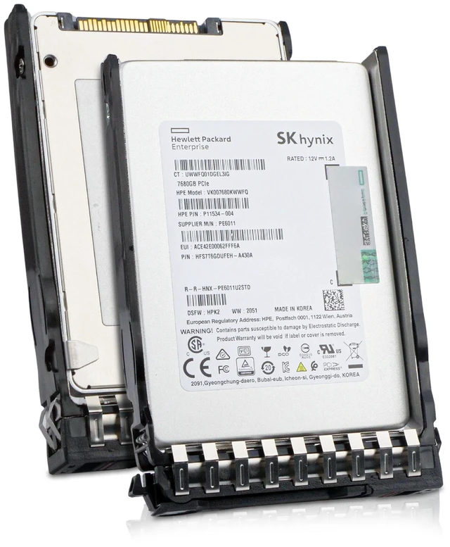 Main image of HP Gen 11 7.68TB VK007680KWWFQ P11534-004 PCIe Gen3.0 x4 4GB/s U.2 NVMe 2.5" SSD