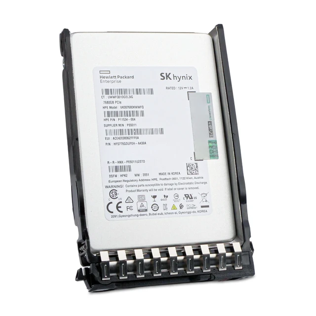 Alt view image 6 of 7 - HP Gen 11 7.68TB VK007680KWWFQ P11534-004 PCIe Gen3.0 x4 4GB/s U.2 NVMe 2.5" SSD
