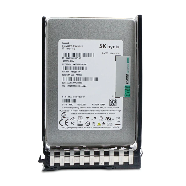 Alt view image 4 of 7 - HP Gen 11 7.68TB VK007680KWWFQ P11534-004 PCIe Gen3.0 x4 4GB/s U.2 NVMe 2.5" SSD