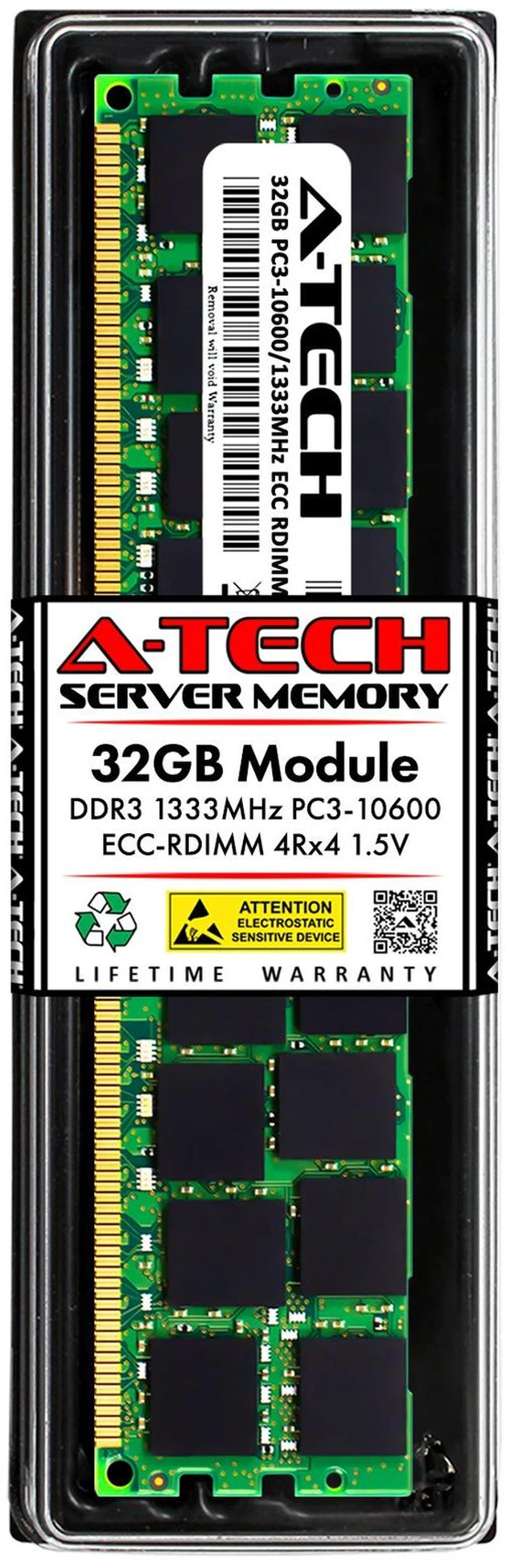 Main image of (NOT FOR HOME PC!) A-Tech 32GB 4Rx4 PC3-10600R DDR3 1333 MHz ECC RDIMM REG Server Memory RAM Module