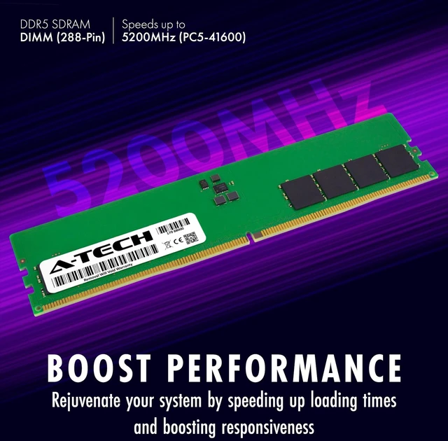 Alt view image 4 of 7 - 16GB DDR5 PC5-41600 DIMM Replacement for Crucial CT16G52C42U5 Desktop Memory RAM