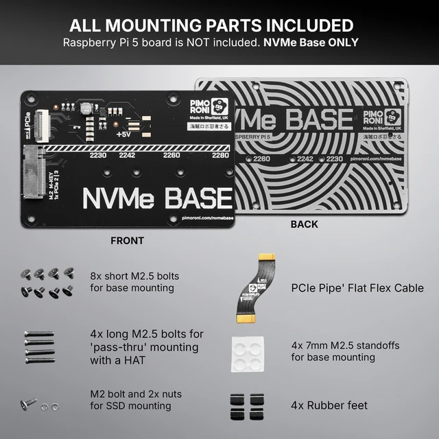 Alt view image 2 of 5 - Pimoroni Raspberry Pi 5 M.2 HAT NVMe Base PCIe Extension Board PIM699