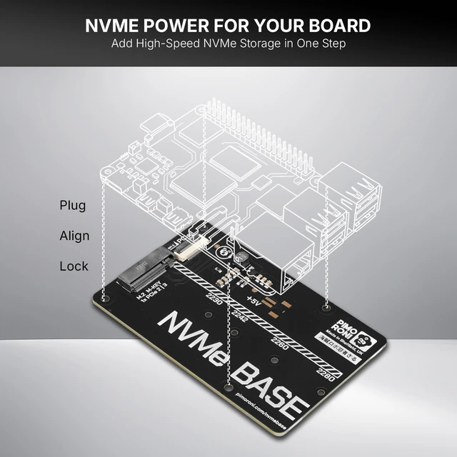 Alt view image 3 of 5 - Pimoroni Raspberry Pi 5 M.2 HAT NVMe Base PCIe Extension Board PIM699