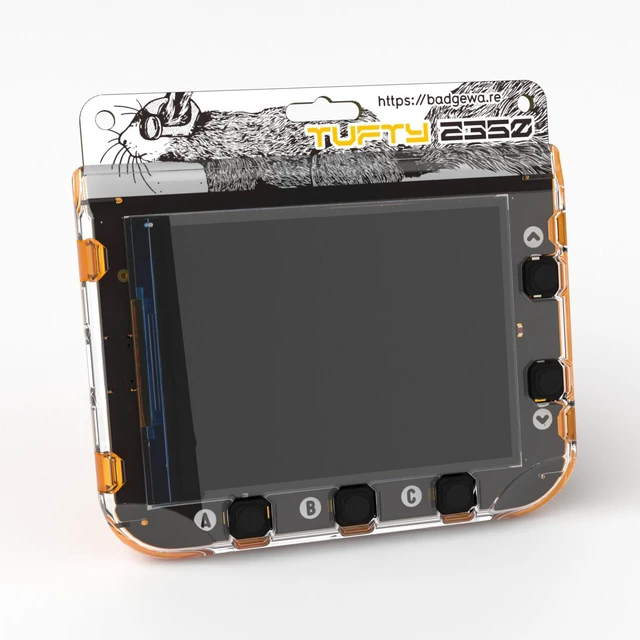 Main image of Pimoroni WARE002 Badgeware Tufty Badge with colour 2.8" TFT display