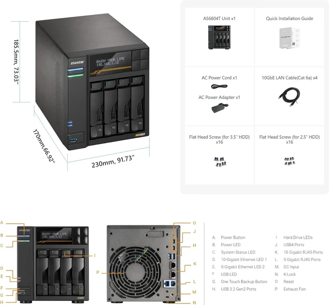 Alt view image 3 of 7 - (NOT FOR HOME PC!) ASUSTOR Lockerstor 4 Gen3 4-Bay NAS Quad-Core 10GbE 16GB ECC DDR5 (Diskless)