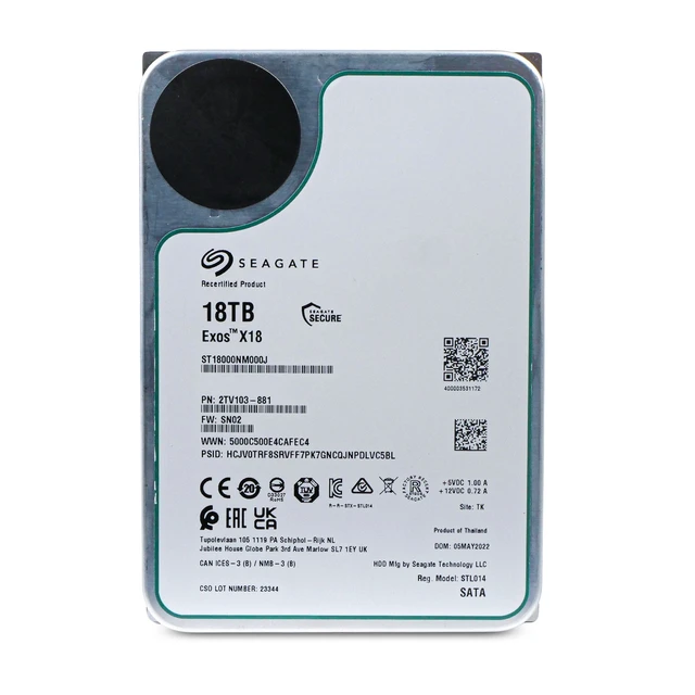 Alt view image 3 of 7 - Seagate Exos X18 18TB ST18000NM000J 7.2K RPM SATA 6Gb/s 512e 3.5" Enterprise HDD