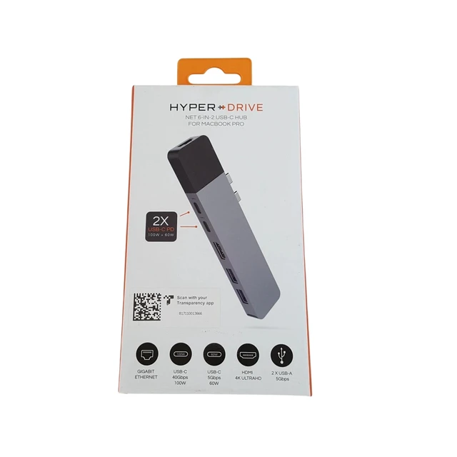Main image of Lot 100 HyperDrive NET 6-in-2 USB-C Hub MacBook Pro Air HDMI Ethernet GN28N-GRAY