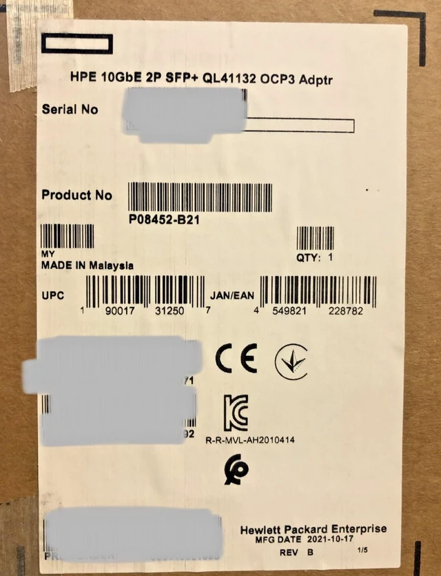 Main image of HPE 10GbE 2P SFP+ QL41132 OCP3 Network Adapter NIC 2 Port 10GE 10Gb 10G OCP 3
